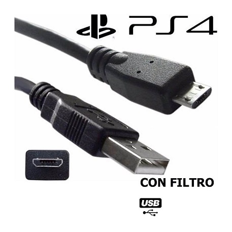 CABLE MICRO USB CON FILTRO: Carga Joystick Play 4