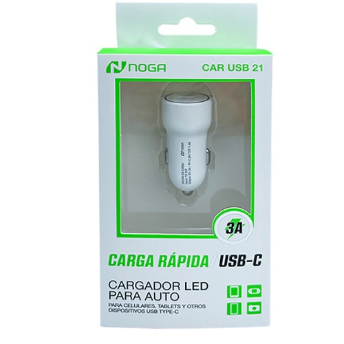 CARGADOR 12V TIPO C CARGA RAPIDA Noga Car USB-21