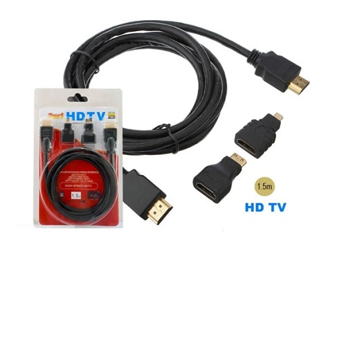 Cable HDMI + Adaptador Mini HDMI + Adaptador Micro HDMI