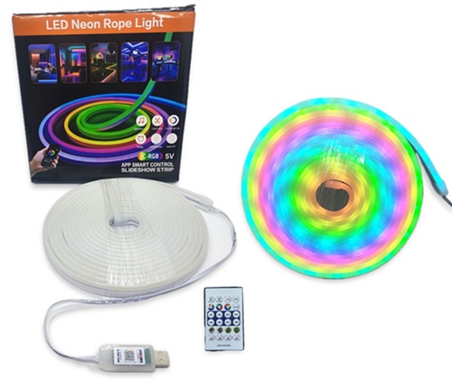 Tira Led Neon 5m Multiefecto Cont Rem NEON-RGBoo