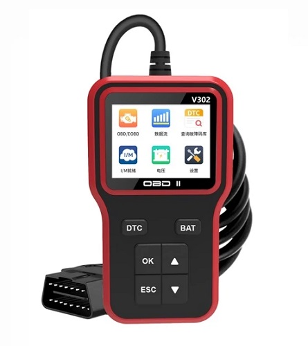 SCANNER AUTOMOVIL OBD CON PANTALLA A COLOR 2.8" V302
