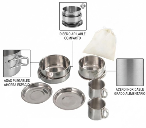 Set Cocina para Camping Pesca 8 Piezas 52214ii