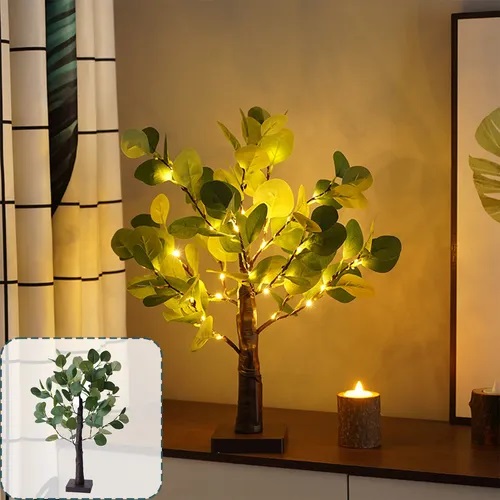 Arbol Navidad y Decoracion Hojas Verdes Led aa