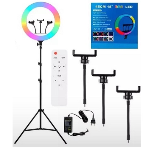 Aro Luz Gigante Profesional RGB 18 pulgadas 220v con tr