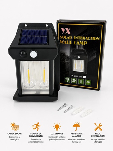 Aplique Luz Solar Vintage 2 Focos Filamento 2FOCO-LAMPoo