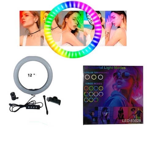 Aro de luz grande 12 pulgadas RGB + 3 Blancos 83028