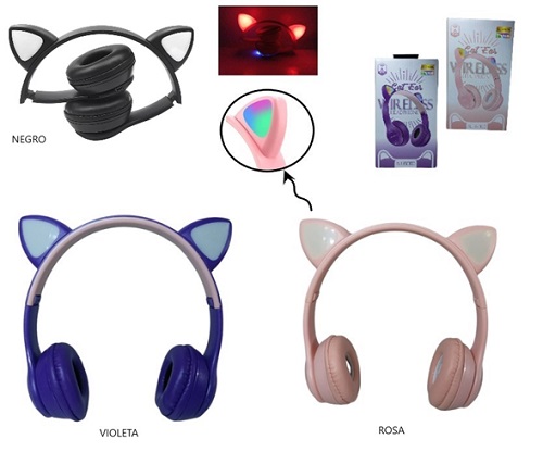 Auriculares Bluetooth Orejas con Luces 16003ii