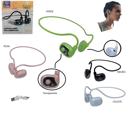 Auriculares Bluetooth Flexibles transparentes JS-8