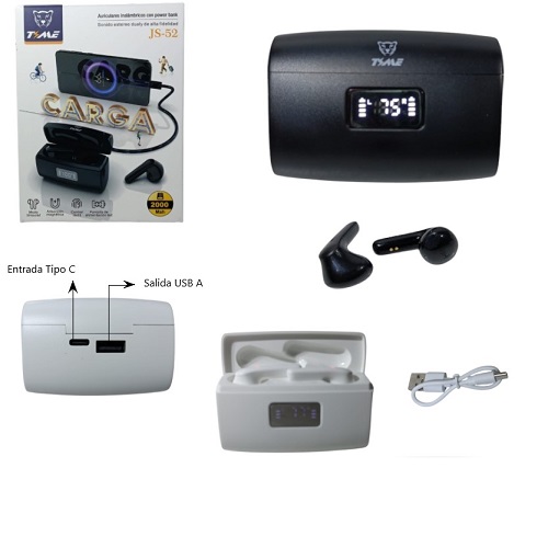 Auriculares JS-52 Bluetooth II con Power Bank