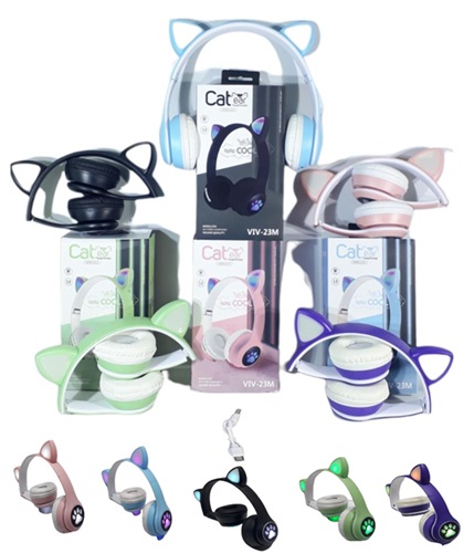 Auriculares BT Oreja Gato con luces VIV-23Mii