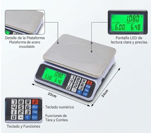Balanza Comercial 30 kg Portatil Recargable 201ii