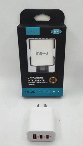 Cabezal Cargador Turbo 65W 2 USB + 1 TC CAR-6500OO