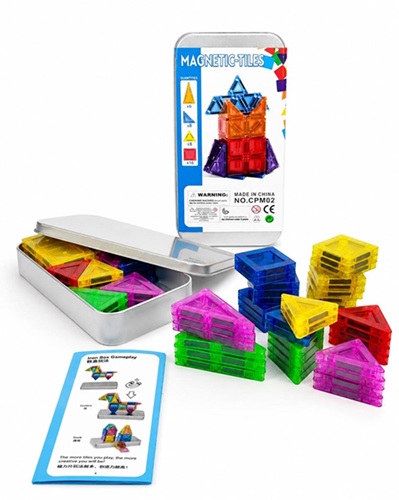 Juego Magnetico 38 Piezas Caja Metalica BLOQUE-38Mmm