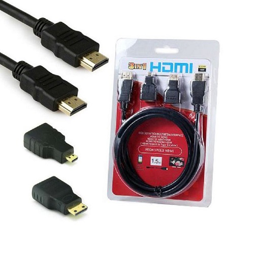 Cable HDMI HDTV CAB-47008 + Adaptador Mini HDMI + Adaptador Micr