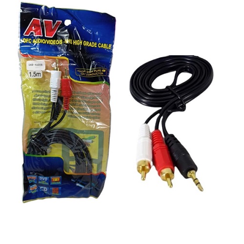 Cable mini plug 3,5 macho a 2 RCA macho 1,5 metros