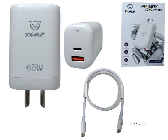 Cargador 59126 Ultra RÃ¡pido 65W Type C USB Cable C a C