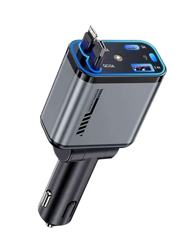 Cargador Vehiculo 2 Cab Retractil Alta Calidad 13287pr