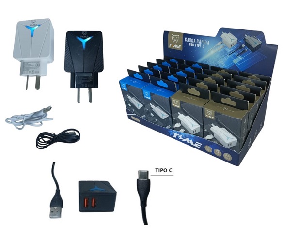 Cargador 2 USB con cable Type C 3.1 Amper 328 II