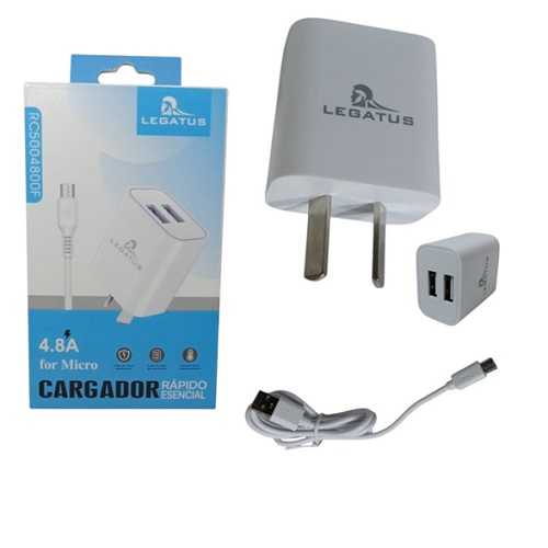 Cabezal 4800 Cargador  USB turbo 4.8 amper + cable micro USB