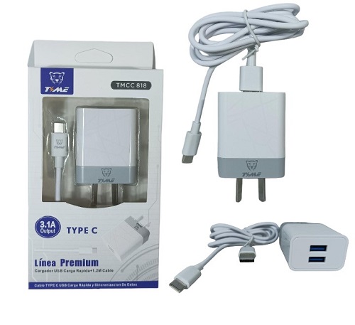 Cabezal 2 USB 3.1 Amper + Cable Type C 818iiÂ 
