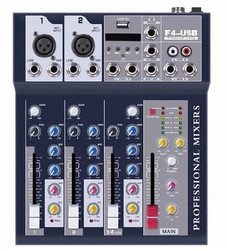 MIXER MEZCLADORA DE AUDIO DE 4 CANALES XY-F4