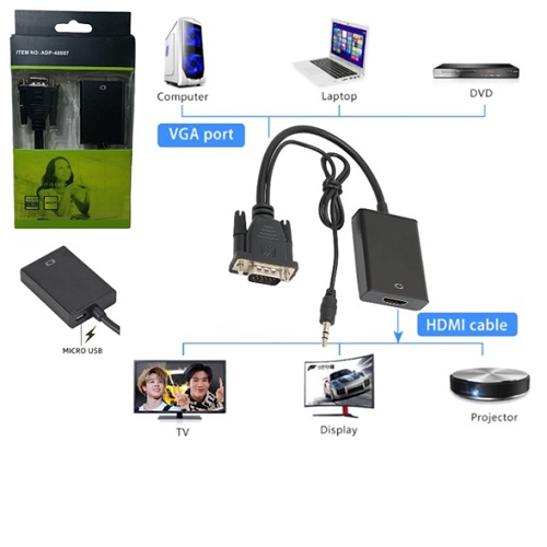 Adaptador Conversor Vga MACHO a HDMI