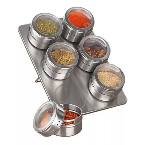 Kit 6 Especieros Metal con Base Metal 191ee