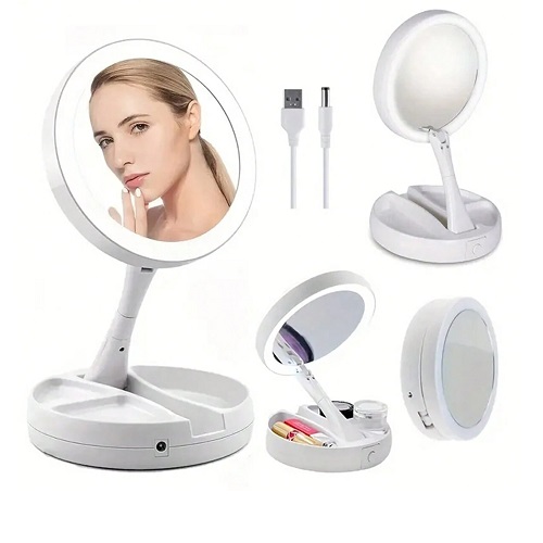 Espejo Plegable con Iluminaci