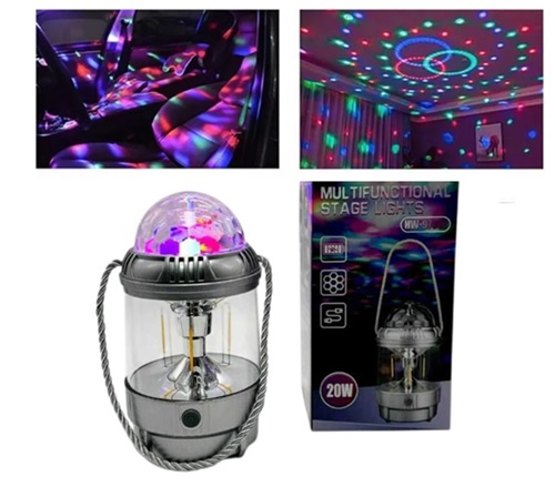 Farol Led Vintage + Luz Bolichera RGB HW-978Wii