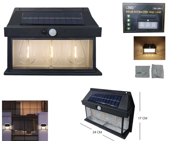 Aplique Solar 3 Focos Filamento ii 888-3