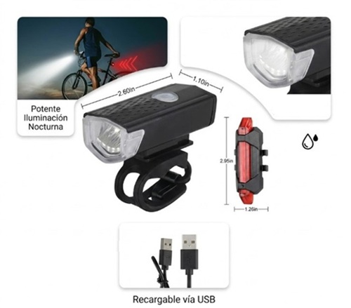 Set Luces Delantera + Trasera Bicicletas 612ii