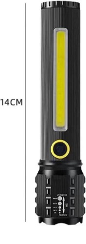 Linterna con Zoom e Iluminacon Cob Lateral 841gg