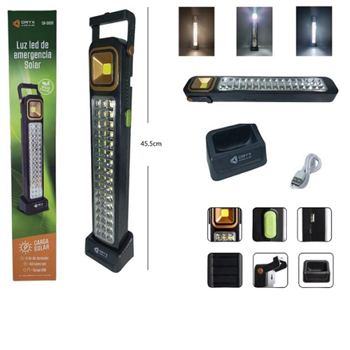 Luz de Emergencia OR-0809 Carga solar y USB 48 led