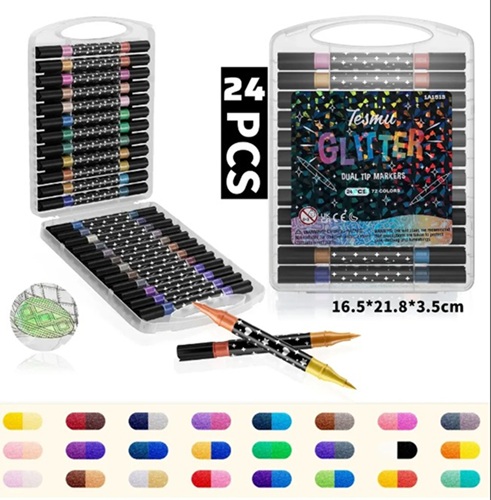 Marcadores con Glitter Brillantes x 48 Colores 61282ii