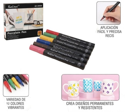 Set 12 Marcadores Acrilicos para Porcelana QJ-8458ii
