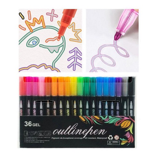 Set 36 Marcadores Metalizados Doble Punta 1384gg con Borde