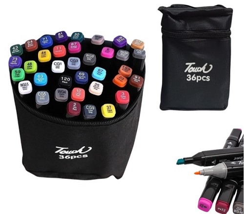 Valija 36 Marcadores Doble Punta MKB-36ii