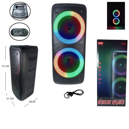 Torre parlantes 6,5 pulgadas 1299 Karaoke USB BT Radio Luces