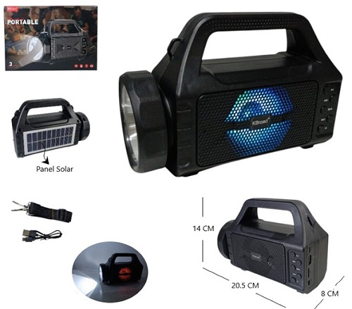 Parlante 2031ii Carga Solar y USB Linterna BT etc