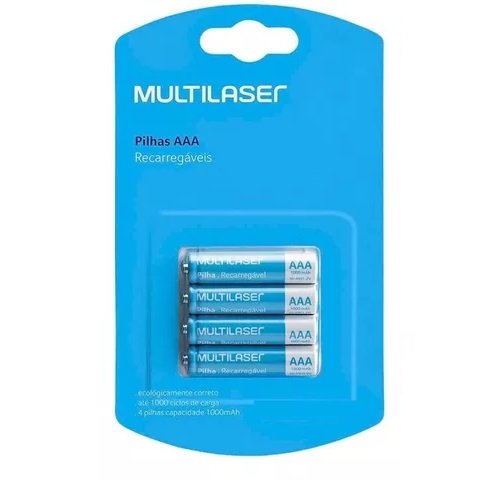 Pack 4 pilas AAA recargable 1.000 mah Multilaser
