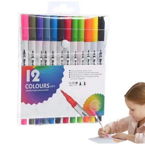 Marcadores Pincel Doble punta x 12 unidades 1407gg