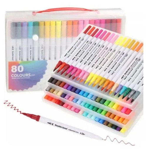Marcadores Pincel Doble punta x 80 unidades 1412gg