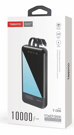 Power Bank T-D06 10.000 mah Alta Calidad Micro Usb Type C Iphone