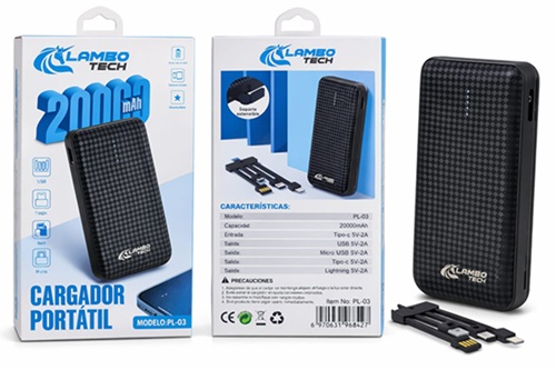 Cargador Portatil 20.000mah Multifichas PL-03nn
