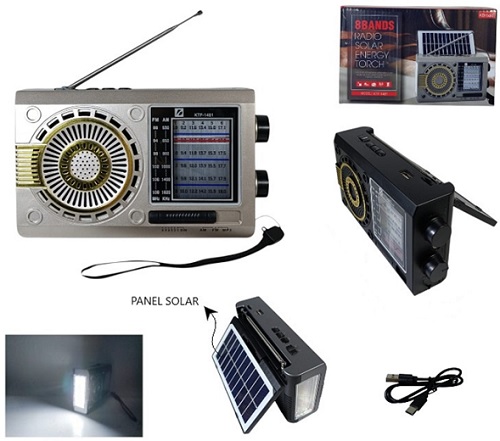Radio Vintage 1481ii AM FM  luz Carga USB Soilar BT etc