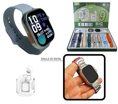 Reloj Smart 8 mallas + Auricular Bt D300iiÂ 