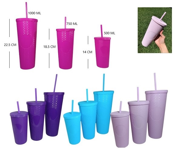 Set 3 vasos con tapa y sorbete ii288