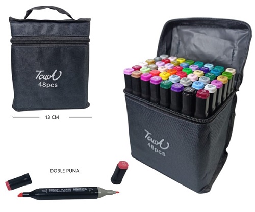 Valija 48 Marcadores Doble Punta MKB-48ii