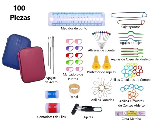 Kit Crochet 100 piezas en estuche 180ii