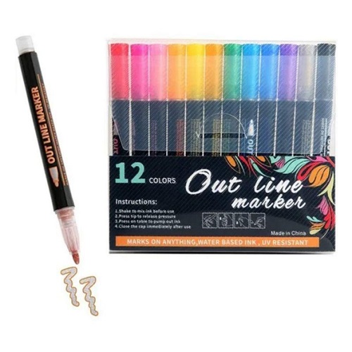 Set 12 Marcadores Metalizados Doble Punta 1382gg